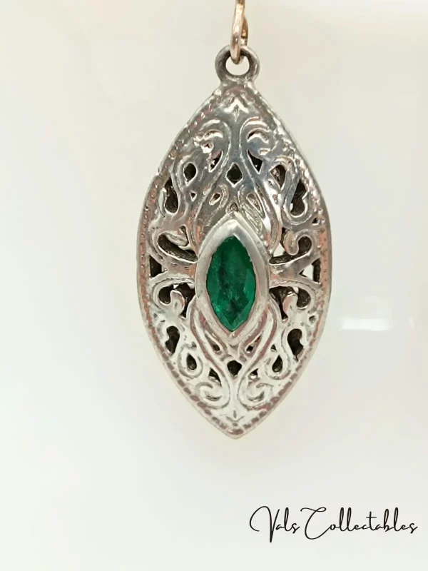 Emerald & Pewter Drop Earrings - Image 2