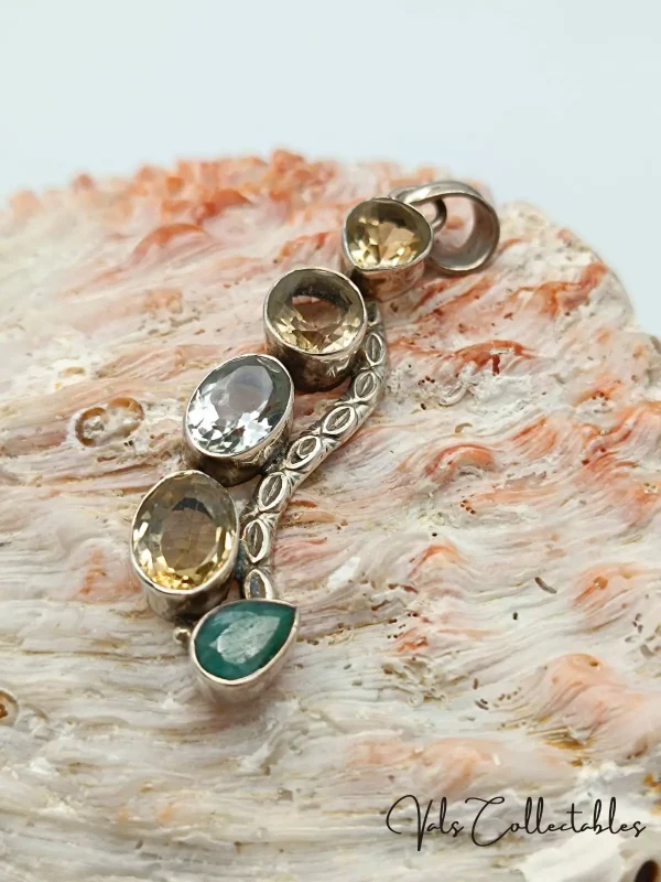 Vintage Silver Gemstone Pendant - Image 2