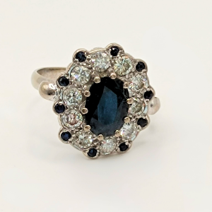 White Gold Sapphire Cluster Cocktail Ring