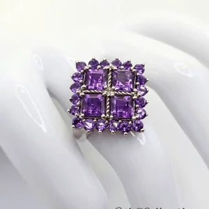 Silver & Natural Amethyst Statement Ring