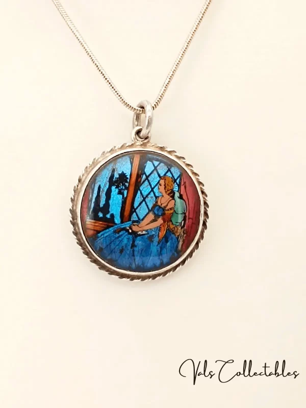 Butterfly Wing and Sterling Silver Pendant