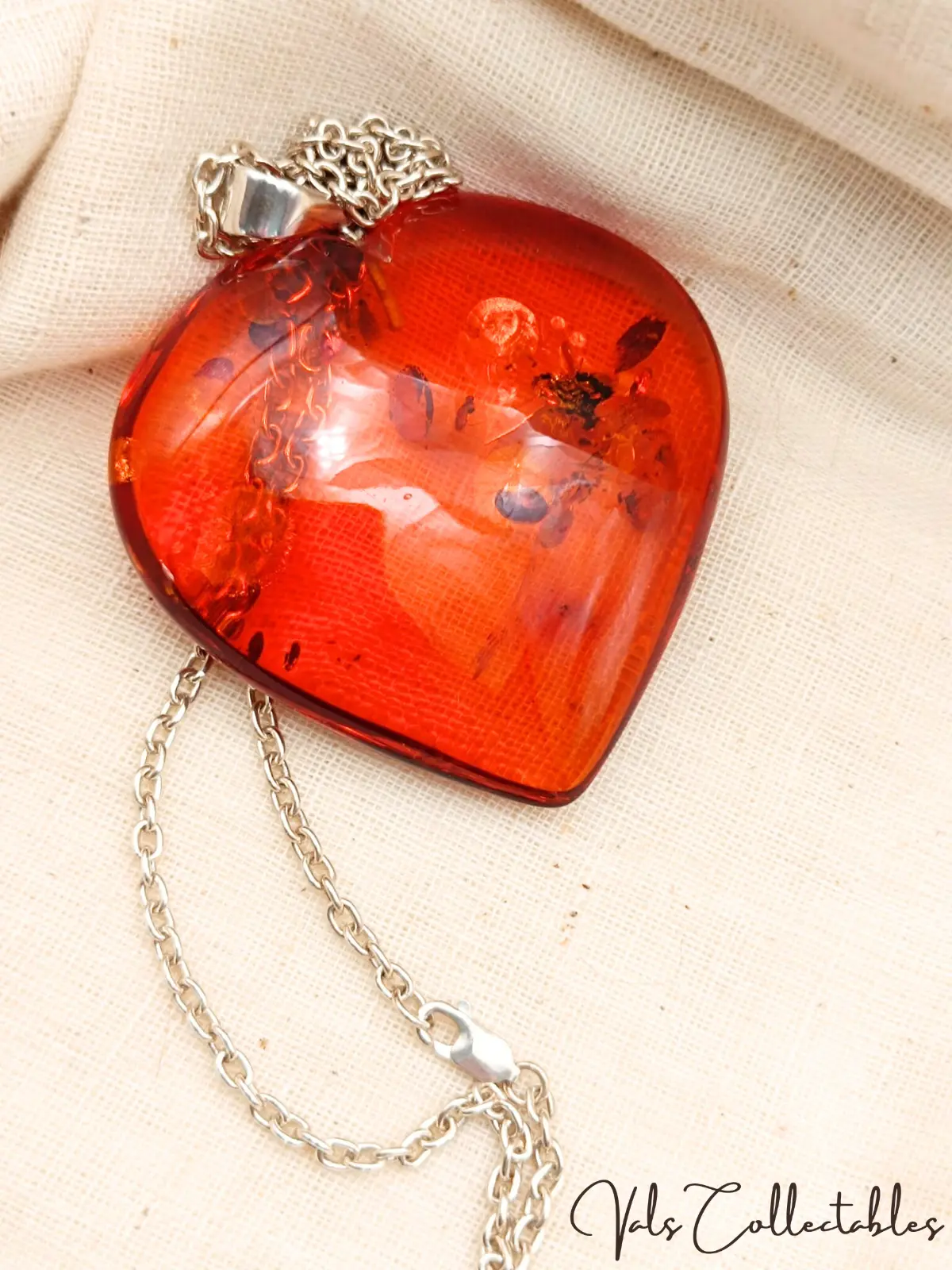 Heart Shaped Amber Pendant