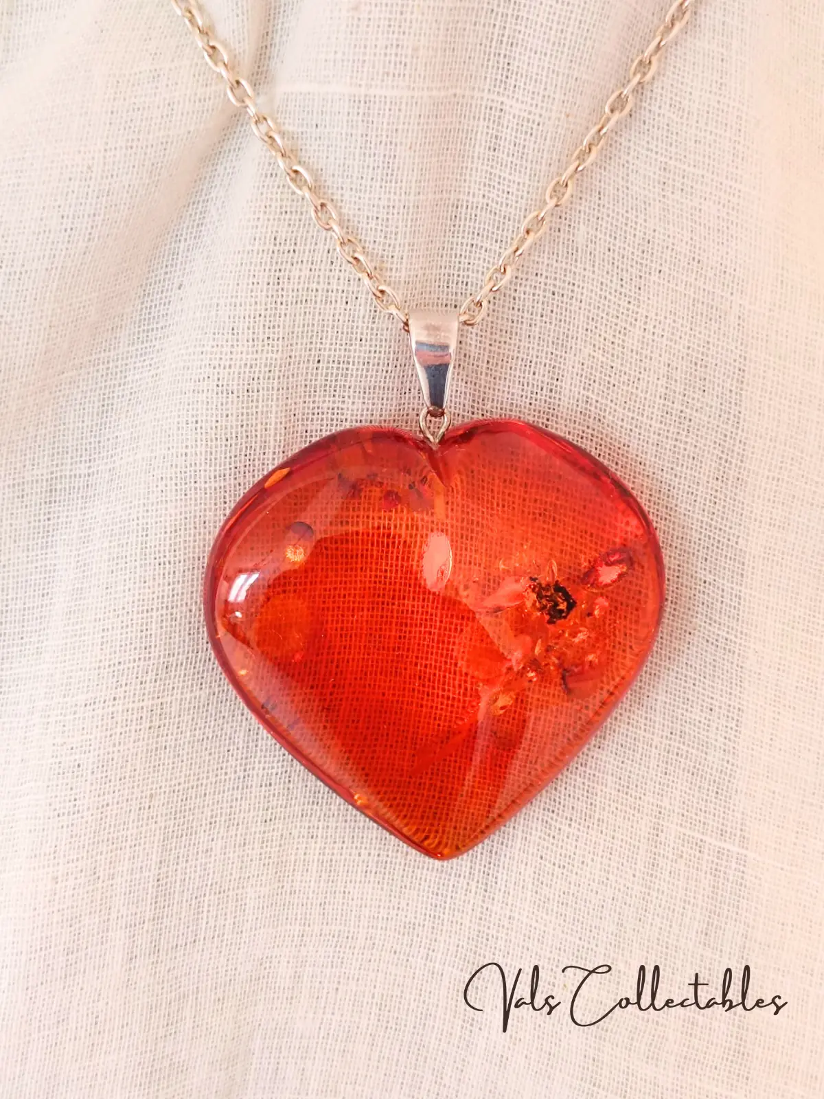 Heart Shaped Amber Pendant - Image 2