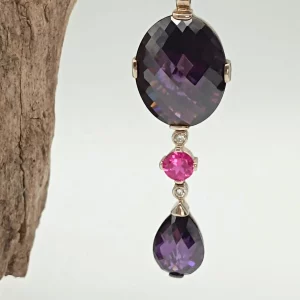 Silver Amethyst & Ruby Pendant