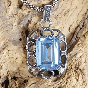 Silver and Blue Spinel - Pendant  Necklace
