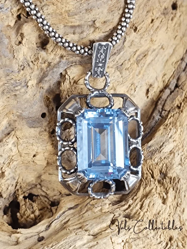 Silver and Blue Spinel - Pendant  Necklace
