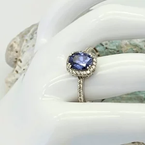Silver Blue and White DQCZ Ring