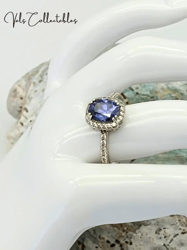 Silver Blue and White DQCZ Ring