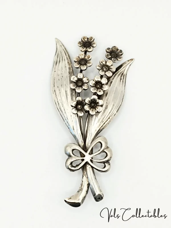 Vintage Silver Lily of the Valley Brooch