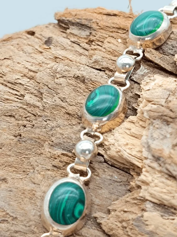 Vintage Silver & Malachite Bracelet - Image 4