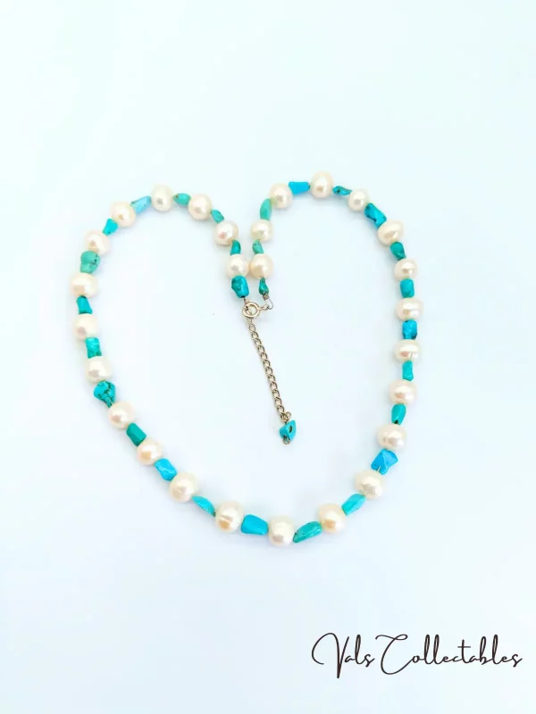 Turquoise and Pearl Necklace - Image 2