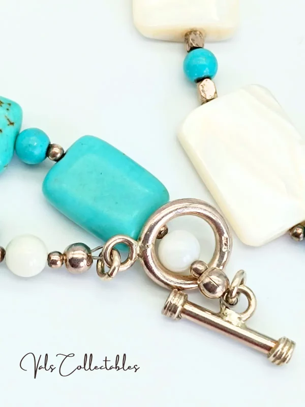 Turquoise & Mother of Pearl Necklace - Image 4