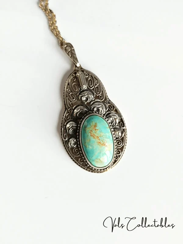 Silver and Copper Turquoise pendant - Image 3
