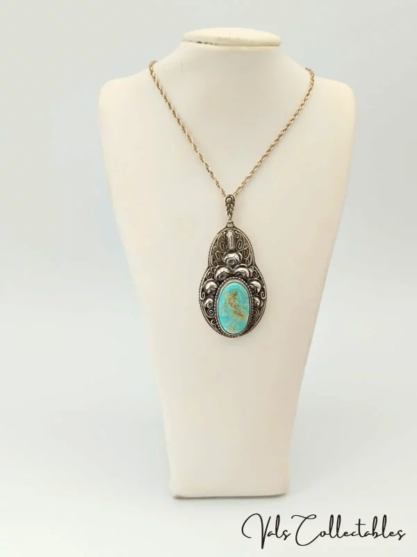 Silver and Copper Turquoise pendant - Image 4