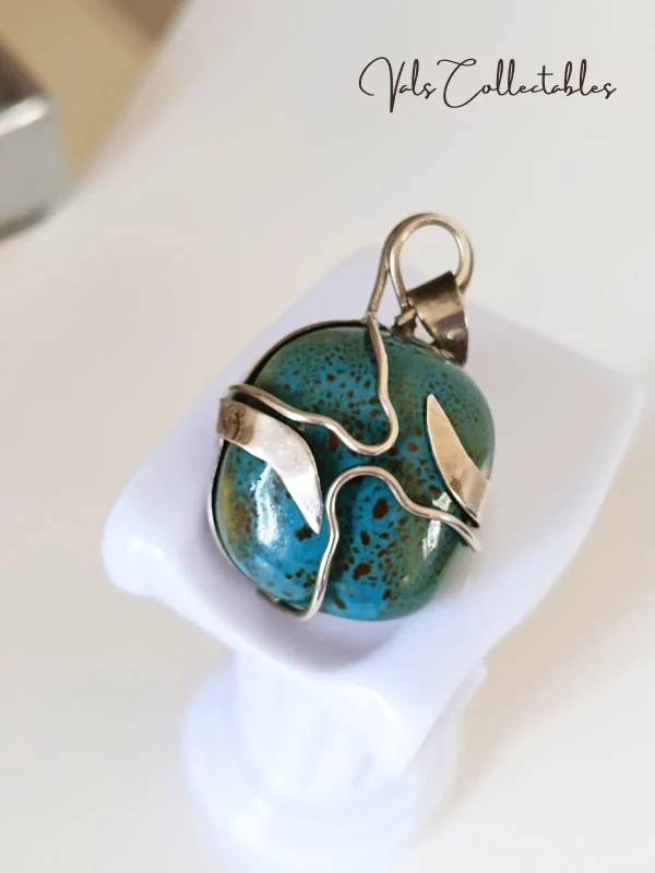 Silver Vintage Pendant | Chrysocolla - Image 3