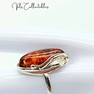 Silver & Amber Cocktail Ring