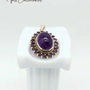 Silver & Amethyst Cluster Halo Pendant