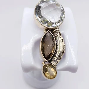 Silver White Topaz & Citine Pendant